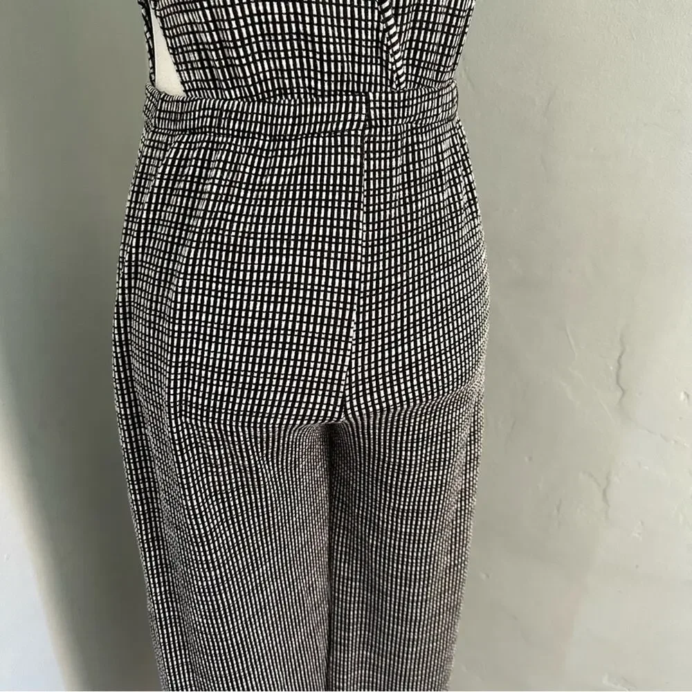 Caution to the Wind Jumper, Black, White, Cutouts, Wrap, Stretch, Checkered, S